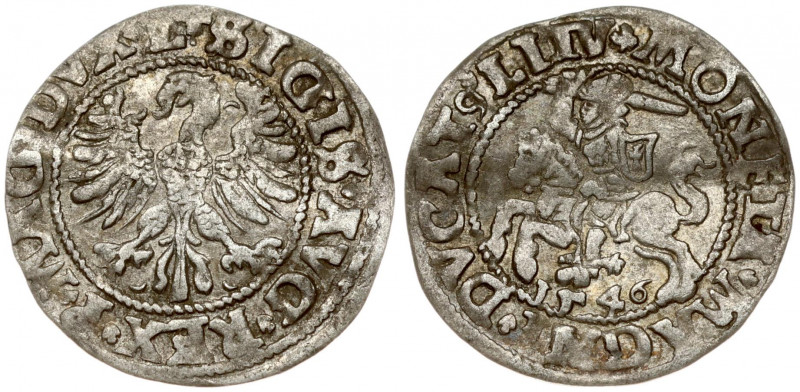 Lithuania 1/2 Grosz 1546 Vilnius. Sigismund II Augustus (1545-1572). Obverse Let...