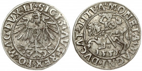 Lithuania 1/2 Grosz 1551 Vilnius. Sigismund II Augustus (1545-1572). Obverse Lettering: SIGIS AVG REX PO MAG DVX LI. Reverse Lettering: MONETA MAGNI D...