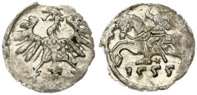 Lithuania 1 Denar 1555 Vilnius. Sigismund II Augustus(1547-1572) Obverse: King on charging horse. Reverse: Eagle. Silver. Cesnulis-Ivanauskas 2SA13-7
