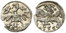 Lithuania 1 Denar 1556 Vilnius. Sigismund II Augustus(1547-1572) Obverse: King on charging horse. Reverse: Eagle. Silver. Cesnulis-Ivanauskas 2SA17-7 ...