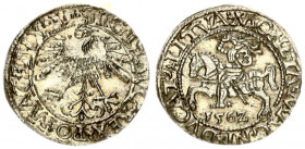 Lithuania 1/2 Grosz 1562 Vilnius. Sigismund II Augustus (1545-1572). Obverse Lettering: SIGIS AVG REX PO MAG DVX L. Reverse Lettering: MONETA MAGNI DV...
