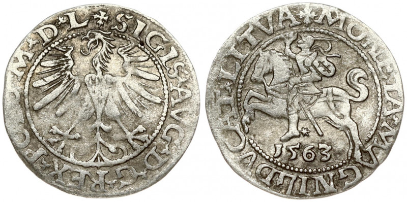 Lithuania 1/2 Grosz 1563 Vilnius. Sigismund II Augustus (1545-1572). Obverse Let...