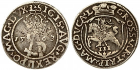 Lithuania 3 Groszy 1563 Vilnius. Sigismund II Augustus (1545-1572) - Lithuanian coins Vilnius; variety Knight in shield; stripped S in monogram; endin...