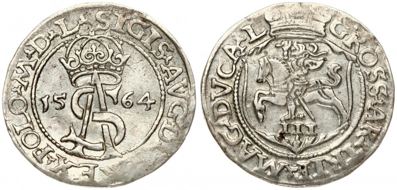 Lithuania 3 Groszy 1564 Vilnius. Sigismund II Augustus (1545-1572) - Lithuanian ...