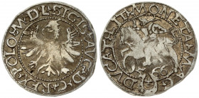 Lithuania 1/2 Grosz 1566 Tykocin. Sigismund II Augustus (1545-1572). Obverse Lettering: SIGIS AVG REX PO MAG DVX L. Reverse Lettering: MONETA MAGNI DV...