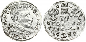 Lithuania 3 Groszy 1595 Vilnius. Sigismund III Vasa (1587-1632) Obverse: Crowned bust right. Reverse: Value; divided date; symbols and two-line inscri...