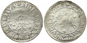 Lithuania 1 Grosz 1610 Vilnius. Sigismund III Vasa (1587-1632). Obverse: Displayed eagle in inner circle. Reverse: Vytis on horseback left; date in le...
