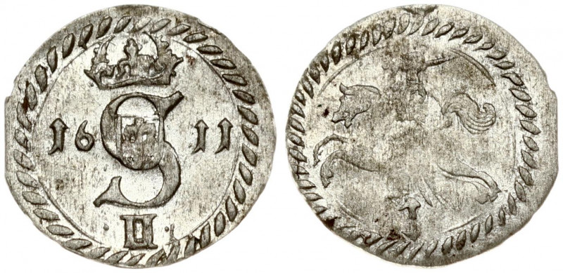 Lithuania 2 Denar 1611 Vilnius. Sigismund III Vasa (1587-1632). Obverse: Crowned...