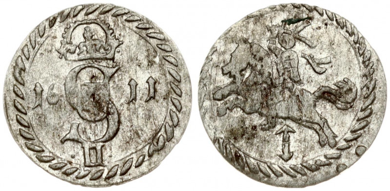 Lithuania 2 Denar 1611 Vilnius. Sigismund III Vasa (1587-1632). Obverse: Crowned...