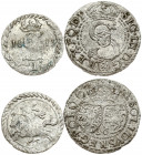 Lithuania 2 Denar 1611 Vilnius & Poland 1 Solidus 1596 Malbork. Sigismund III Vasa (1587-1632). Obverse: Crowned S monogram divides date; value below....