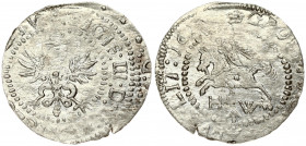 Lithuania 1 Grosz 1615 HW Vilnius. Sigismund III Vasa (1587-1632). Obverse: Displayed eagle in inner circle. Reverse: Vytis on horseback left; date in...