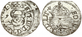 Lithuania 1 Solidus 1615 Vilnius. Sigismund III Vasa (1587-1632). Obverse: Monogram and inscription. Reverse: Coat of arms and inscription. Silver. KM...