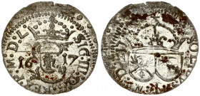 Lithuania 1 Solidus 1617 Vilnius. Sigismund III Vasa (1587-1632). Obverse: Monogram and inscription. Reverse: Coat of arms and inscription. Silver. Iv...
