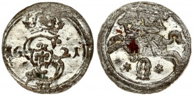 Lithuania 2 Denar 1621 Vilnius. Sigismund III Vasa (1587-1632). Obverse: Crowned S monogram divides date; value below. Reverse: Vytis on horseback to ...