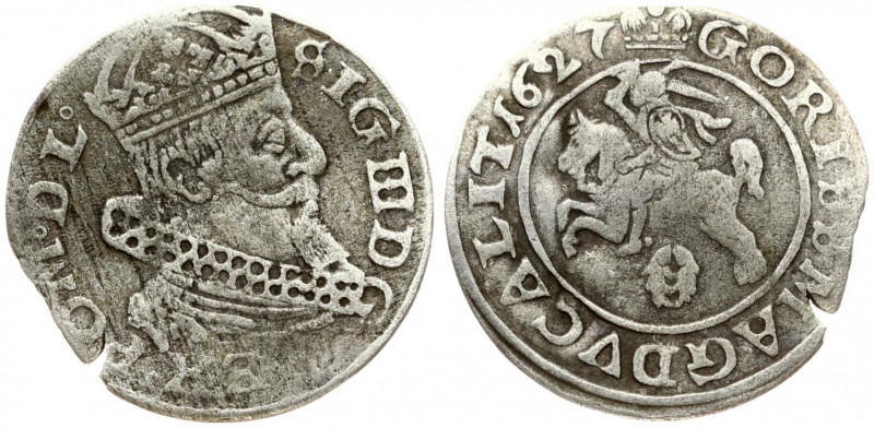 Lithuania 1 Grosz 1627 Vilnius. Sigismund III Vasa (1587-1632). Obverse: Crowned...