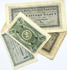 Lithuania 1 & 5 Centai & 1 Litas 1922 Banknote. Lietuvos Bankas 1922 10 September. Pick# 1a; 2a; 5a; 5b. Lot of 4 Banknote