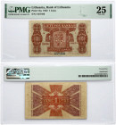 Lithuania 1 Litas 1922 Banknote. Bank of Lithuania Pick# 13a S/N I 657486 PMG 25 Very Fine VERY RARE