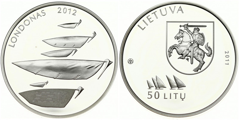 Lithuania 50 Litų 2011 XXX Olympic Games in London. Obverse: Of the coin feature...