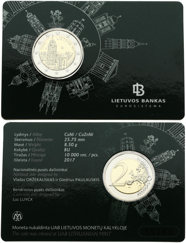 Lithuania 2 Euro 2017 Baltic Culture - Vilnius. Obverse: The coin depicts Vilniu...