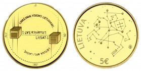 Lithuania 5 Euro 2018 Technological Sciences. Obverse: The obverse of the coin features a stylised Vytis; the coat of arms of the Republic of Lithuani...