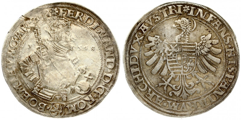 Austria Bohemia 1 Thaler 1548 Joachimsthal. Ferdinand I (1526-1564). Obverse: Th...