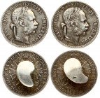 Austria Cufflinks for Men 2 pieces (1884 & 1885). 1 Florin 1884-1885 Vienna. Franz Joseph I (1848-1916). Obverse: Laureate head right. Reverse: Crowne...