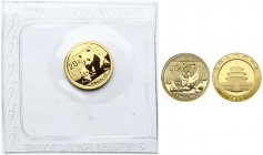 China 20 Yuan 2012 Obverse: Temple of Heaven. Reverse: Mother panda and cub. Gold 1.55g. Fineness: 0.999. KM 2028. In Plastic Packaging