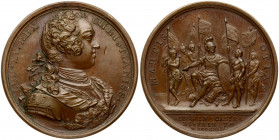 France Medal (1732). (Louis XV reorganization of the troops on the battle fields transformed into a wedding medal) 1732/1816. Paris. Bronze. Weight ap...