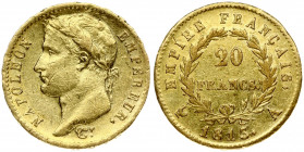 France 20 Francs 1813A Napoleon I(1804-1815). Obverse: Laureate head left. Obverse Legend: NAPOLEON EMPEREUR. Reverse: Denomination within wreath. Rev...