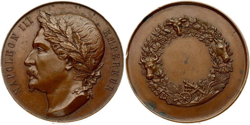 France Medal (1855) Napoleon III(1852-1870). (by H. Pelongueie. Napoleon III Emp...