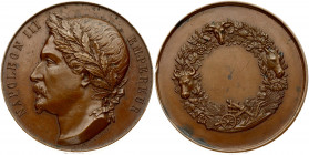 France Medal (1855) Napoleon III(1852-1870). (by H. Pelongueie. Napoleon III Emperor 1855). Bronze. Weight approx: 65.13 g. Diameter: 50 mm