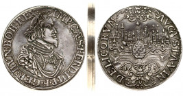 Germany Augsburg Silver Medal Shreib Thaler 1658 (Shreib thaler -1658). AUGSBURG Thaler 1658 Obverse: City view with large pine cone in center; divide...