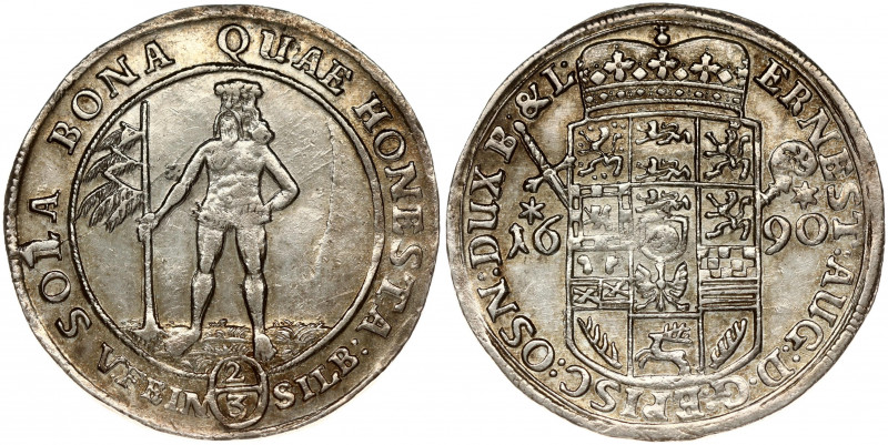 Germany BRUNSWICK-LÜNEBURG-CALENBERG 2/3 Thaler 1690 Ernst August(1679-1698). Ob...