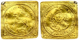 Germany Nürnberg 1 Ducat (1700) Klippe. Obverse: 3 shields of arms. Reverse: Paschal lamb over globe holding peace banner; date in chronogram. Gold 3....