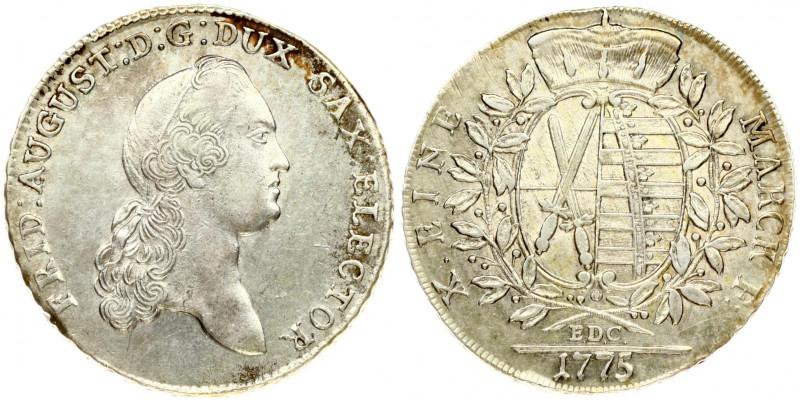 Germany SAXONY 1 Thaler 1775 EDC Friedrich August III(1763-1827). Obverse: Head ...