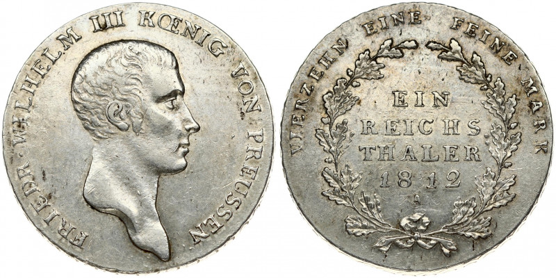 Germany PRUSSIA 1 Thaler 1812A Friedrich Wilhelm III(1797-1840). Obverse: Head r...