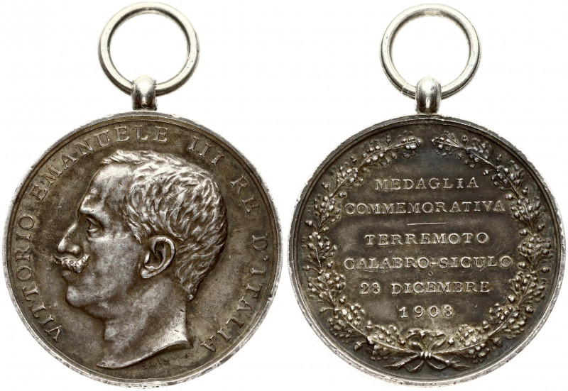 Italy Medal 1908 'For helping the victims of the calamity that befell Messina an...