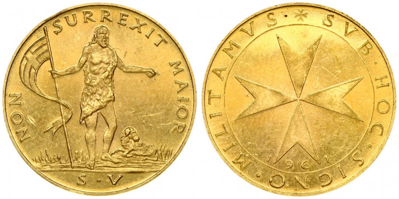 Malta Order 5 Scudi 1961 Ernesto Paterno-Castello di Carcaci(1955-1962). Obverse...