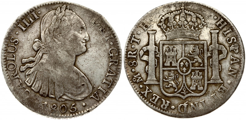 Mexico 8 Reales 1805 TH Charles IV(1788-1808). Obverse: Armored bust of Charles ...