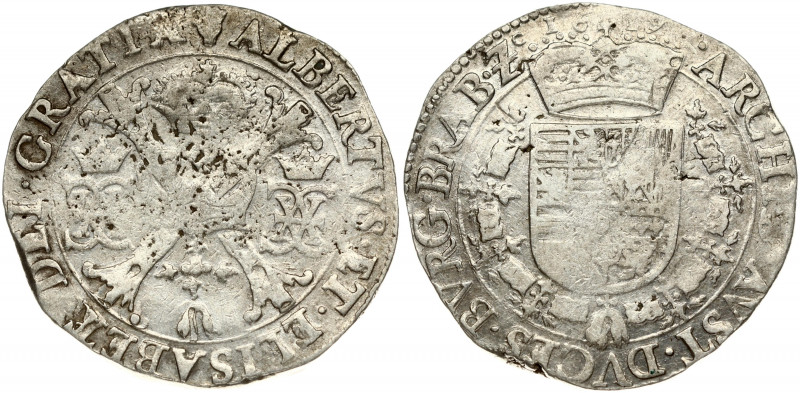 Spanish Netherlands BRABANT 1 Patagon 1619 Antwerp. Albert & Isabella (1612-1621...