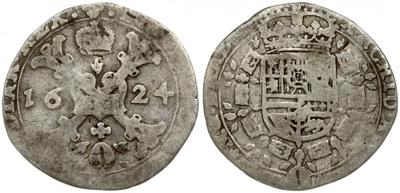 Spanish Netherlands Brabant 1/4 Patagon 1624 Brussels. Philip IV(1621-1665). Obv...