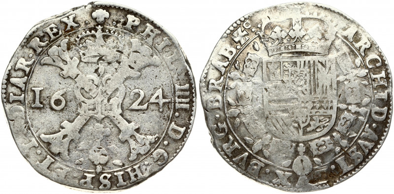 Spanish Netherlands BRABANT 1 Patagon 1624 Brussels. Philip IV(1621-1665). Obver...