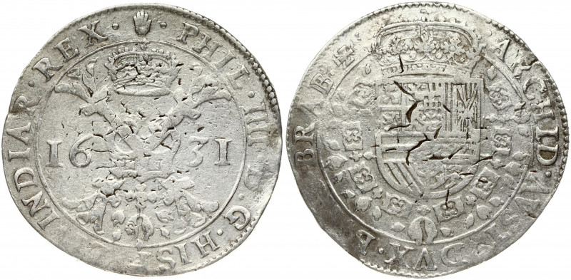 Spanish Netherlands BRABANT 1 Patagon 1631 Antwerp. Philip IV(1621-1665). Obvers...