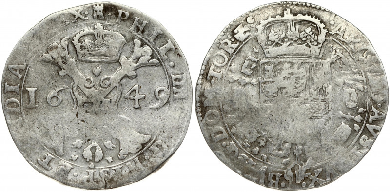 Spanish Netherlands TOURNAI 1 Patagon 1649 Philip IV(1621-1665). Obverse: Date d...