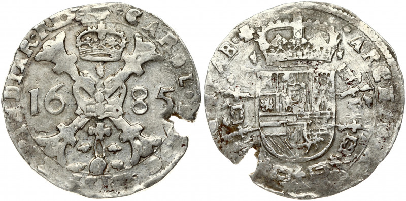 Spanish Netherlands BRABANT 1 Patagon 1685 Brussels. Charles II (1665-1700). Obv...