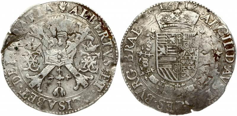 Spanish Netherlands BRABANT 1 Patagon 1619 Antwerp. Albert & Isabella (1612-1621...