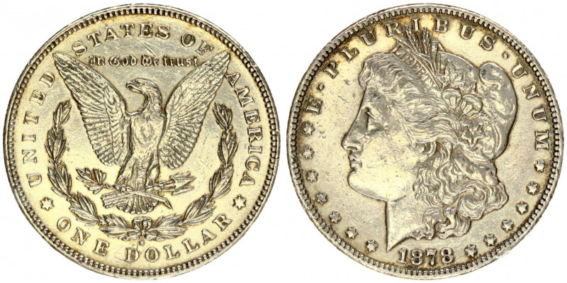 USA 1 Dollar 1878 S 'Morgan Dollar' San Francisco. Obverse: Liberty head; facing...