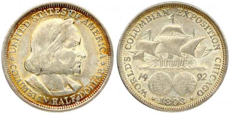 USA ½ Dollar 1893 Columbian Exposition. Obverse: Portrait of Columbus facing rig...