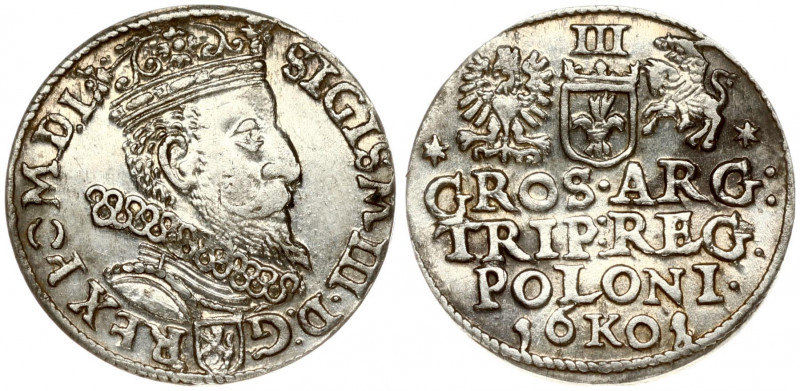 Poland 3 Groszy 1601 Krakow. Sigismund III Vasa (1587-1632). Obverse: Crowned bu...