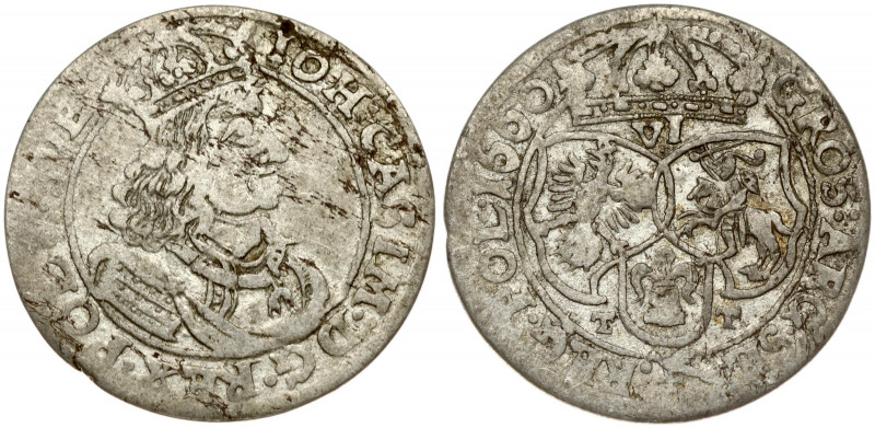 Poland 6 Groszy 1660 TT John II Casimir Vasa (1649–1668). Obverse: Large crowned...